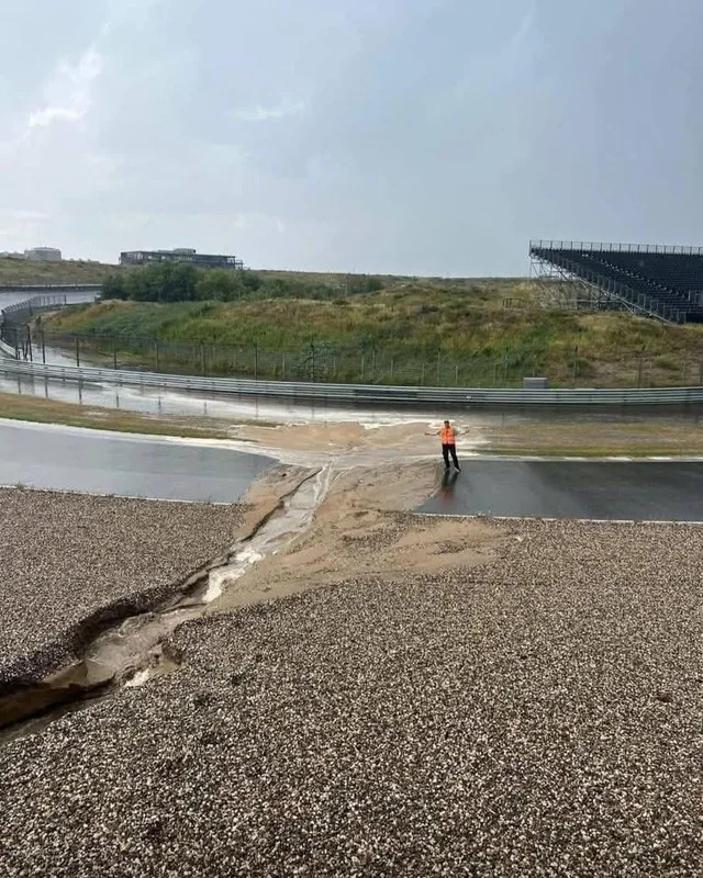Dégâts sur le circuit de Zandvoort suite à un violent orage
